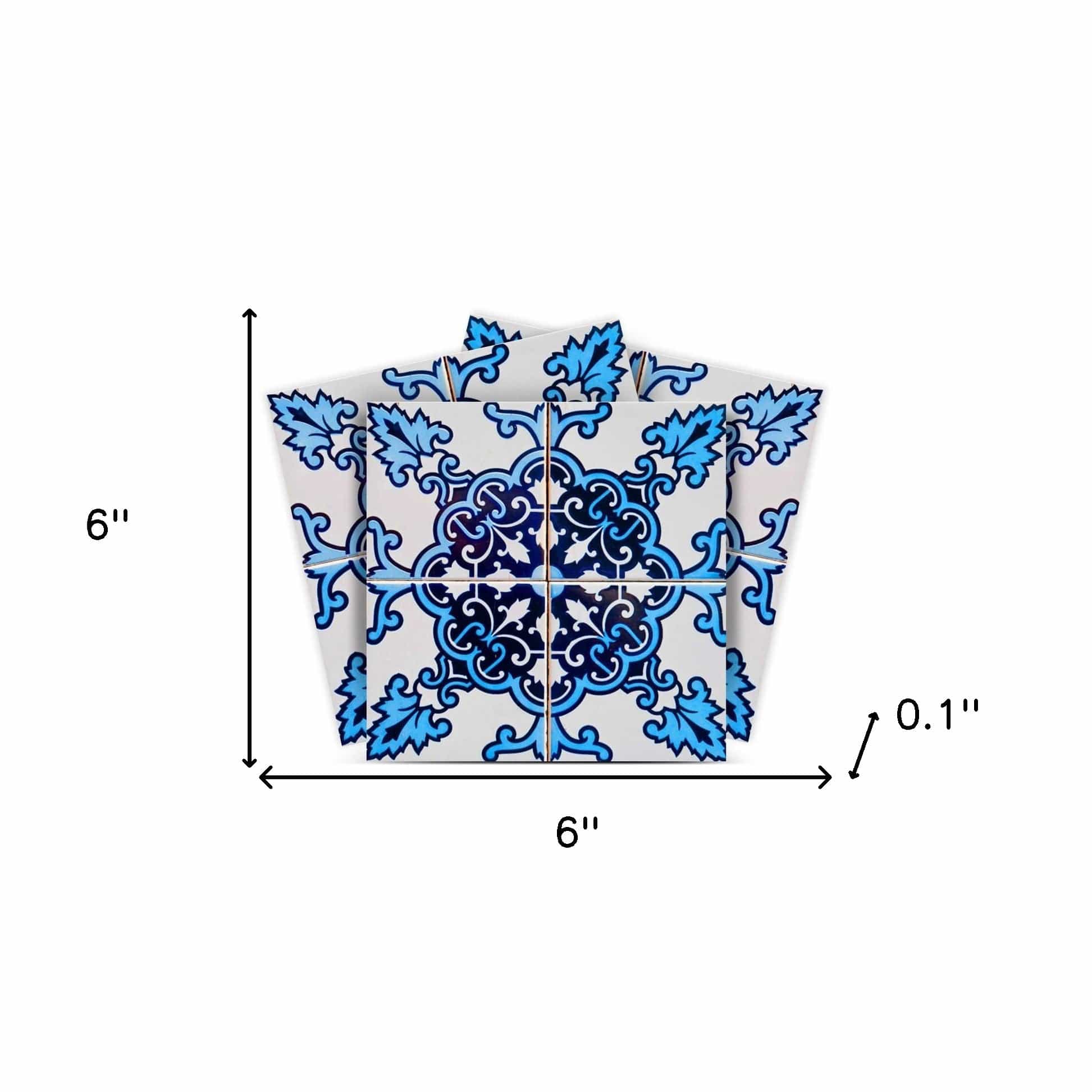 6" X 6" Blue Nelly Removable Peel and Stick Tiles - Homeroots