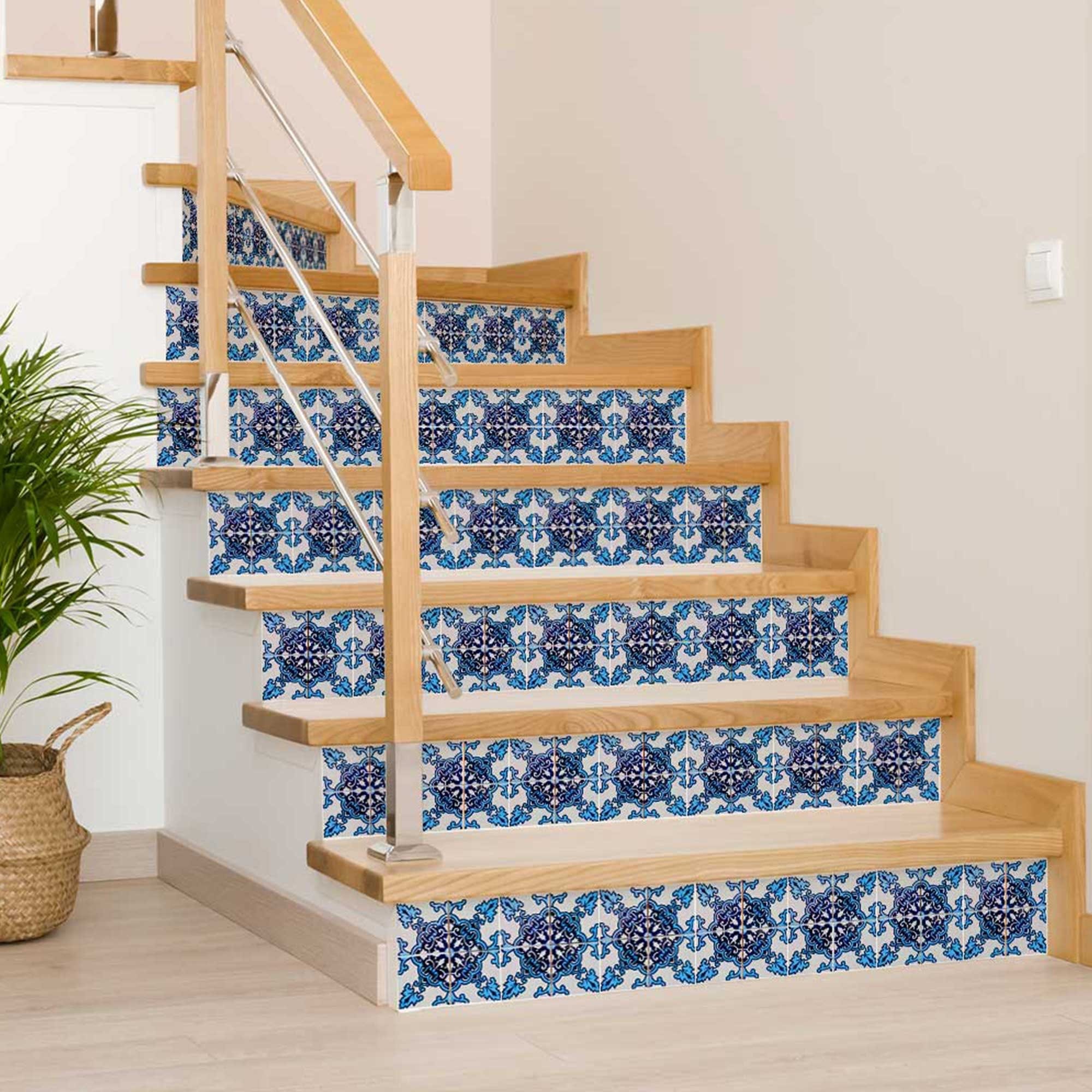 7" X 7" Blue Nelly Removable Peel and Stick Tiles - Homeroots - Flyclothing LLC
