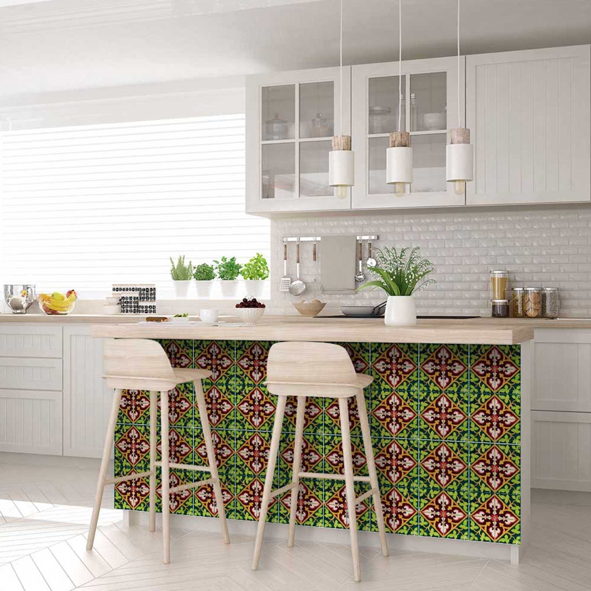 4" X 4" Green Leva Removable Peel And Stick Tiles - Homeroots - Flyclothing LLC