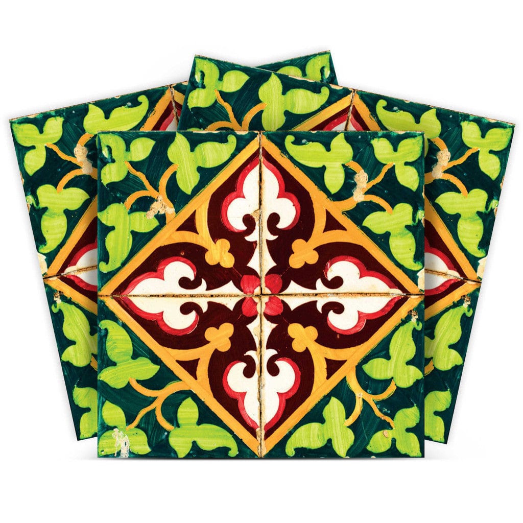 4" X 4" Green Leva Removable Peel And Stick Tiles - Homeroots - Flyclothing LLC