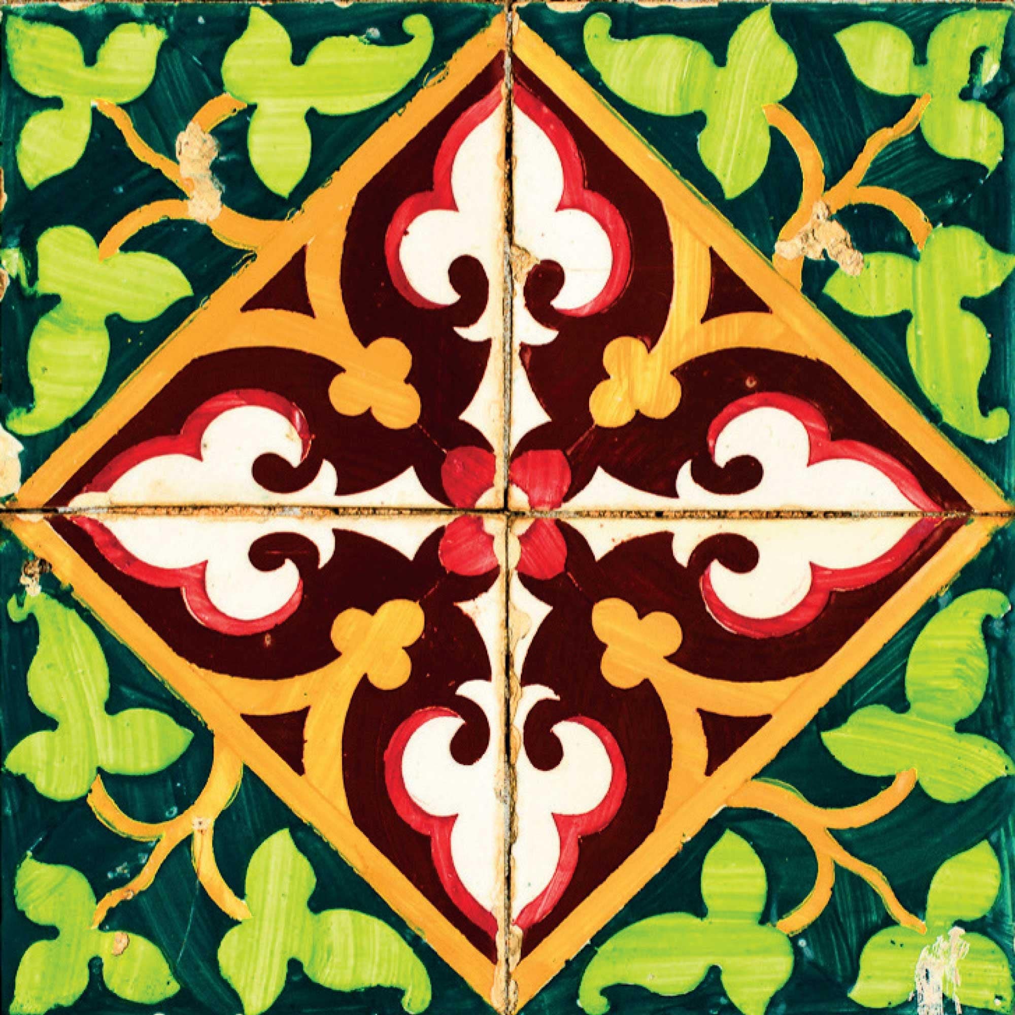 6" X 6" Green Leva Removable Peel and Stick Tiles - Homeroots