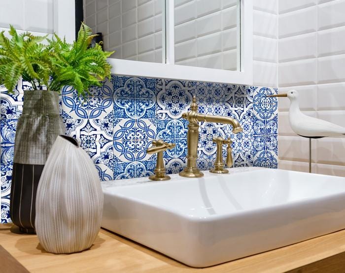 6" X 6" Bluebell Lina Removable Peel and Stick Tiles - Homeroots