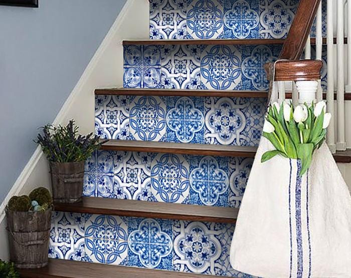 7" X 7" Bluebell Lina Removable Peel and Stick Tiles - Homeroots - Flyclothing LLC