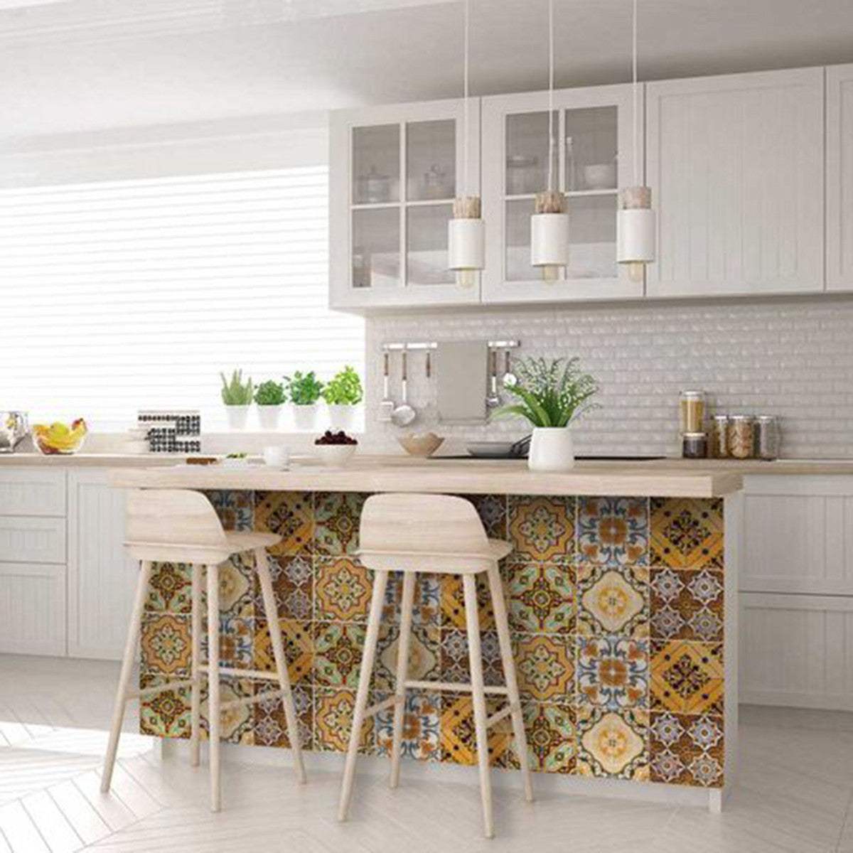 4" X 4" Golden Multi Mosaic Peel And Stick Tiles - Homeroots - Flyclothing LLC