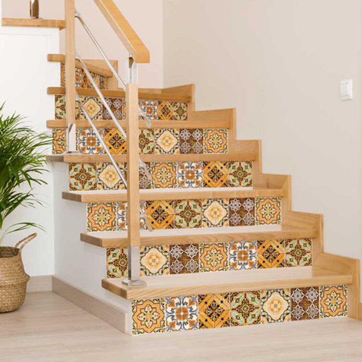 5" X 5" Golden Multi Mosaic Peel and Stick Tiles - Homeroots - Flyclothing LLC