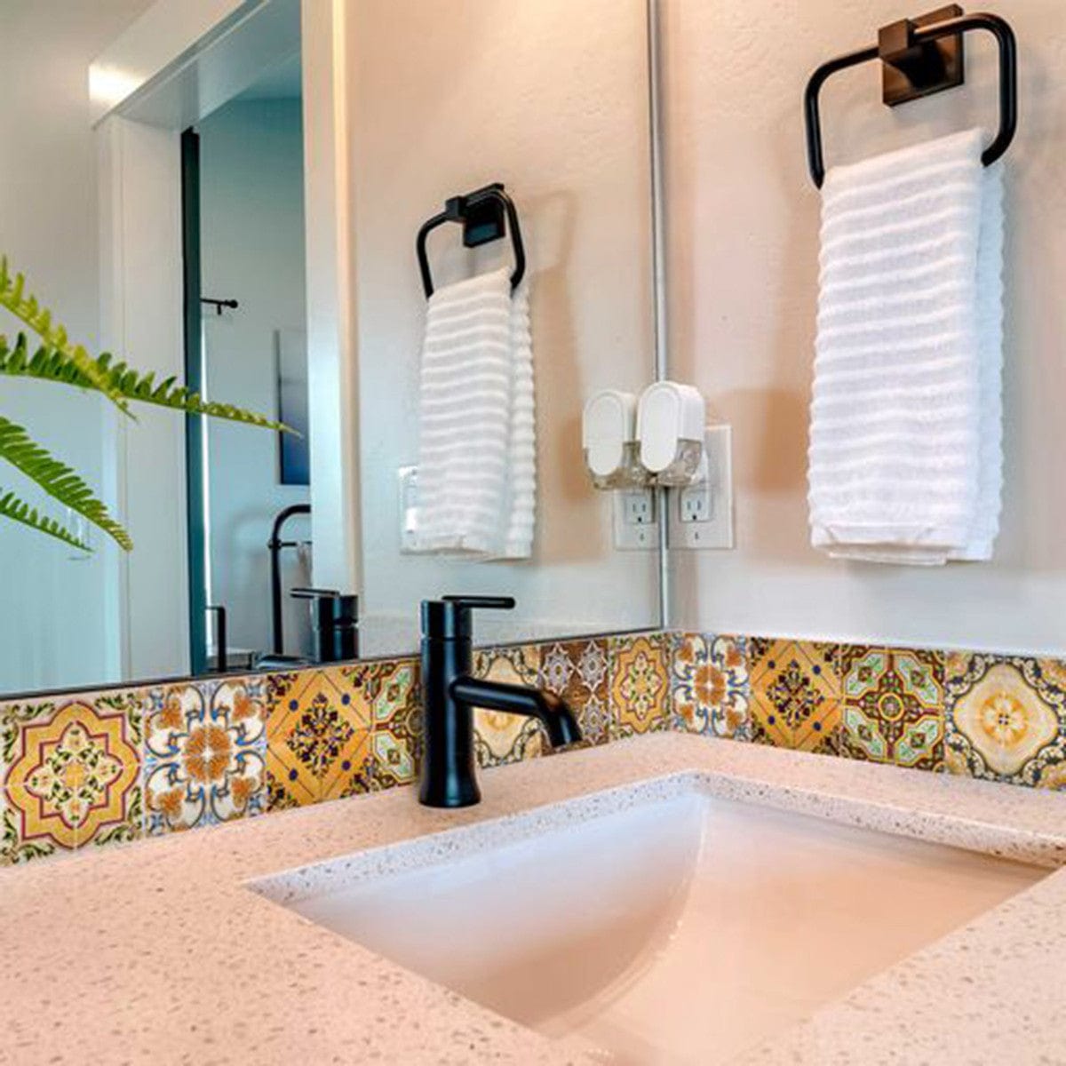 7" X 7" Golden Multi Mosaic Peel and Stick Tiles - Homeroots - Flyclothing LLC