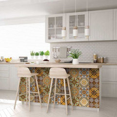 7" X 7" Golden Multi Mosaic Peel and Stick Tiles - Homeroots