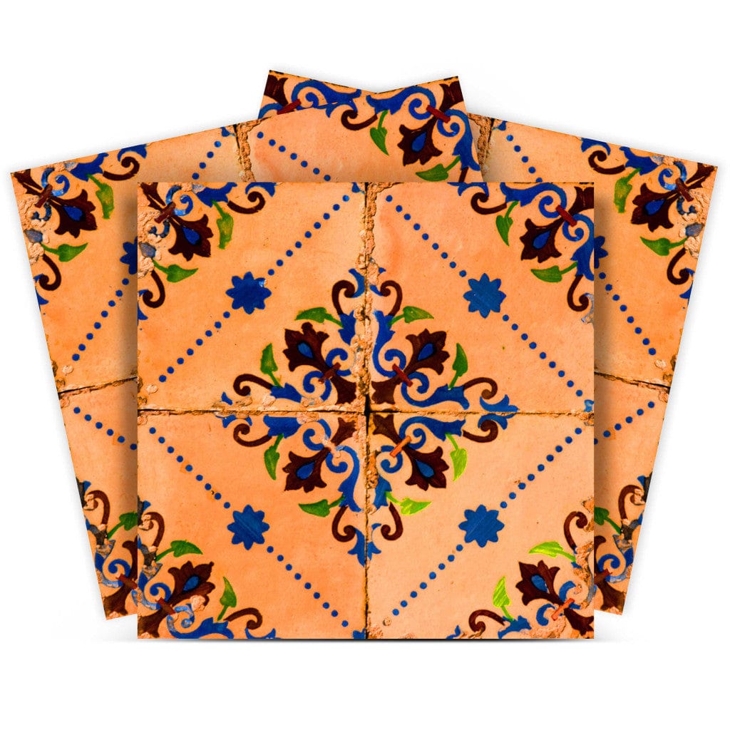 4" X 4" Golden Rio Removable  Peel And Stick Tiles - Homeroots