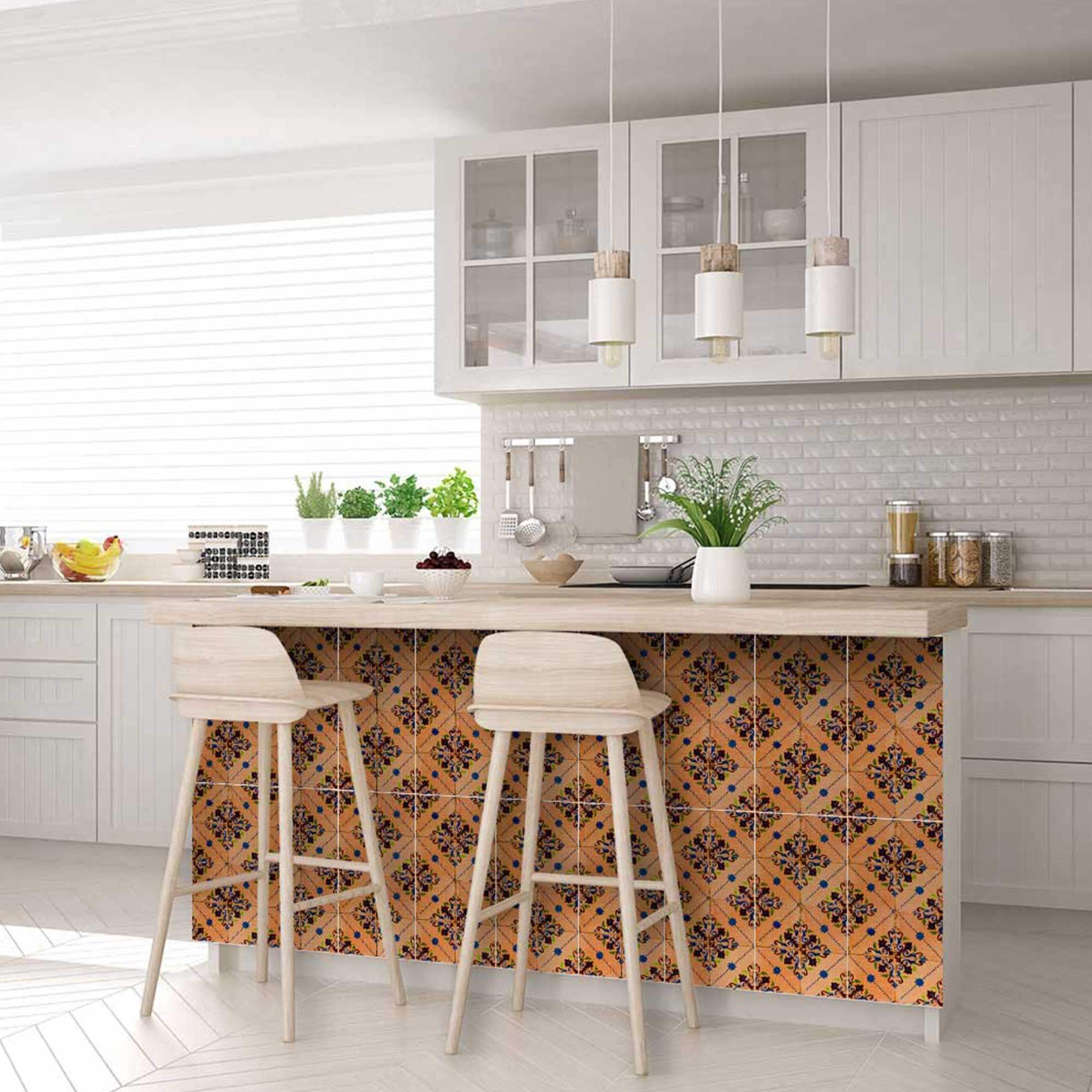 4" X 4" Golden Rio Removable Peel And Stick Tiles - Homeroots - Flyclothing LLC