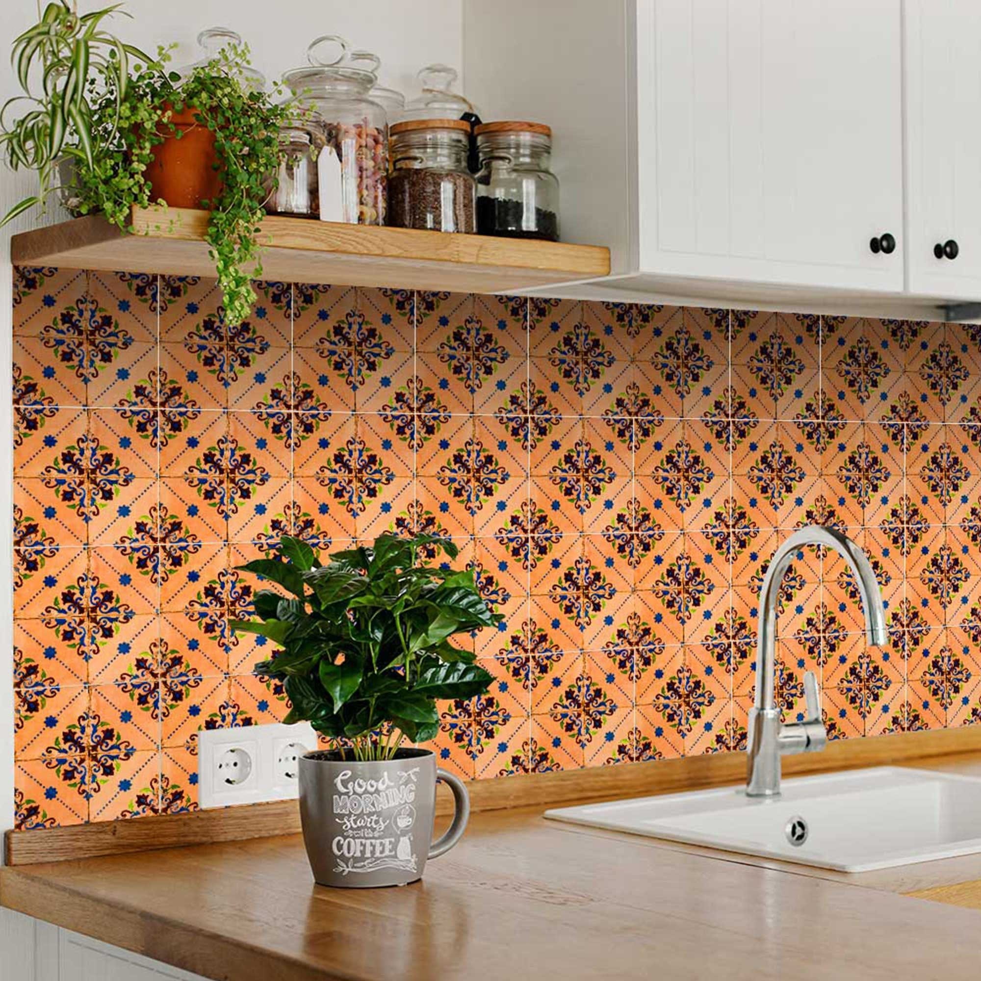 6" X 6" Golden Rio Removable Peel and Stick Tiles - Homeroots - Flyclothing LLC