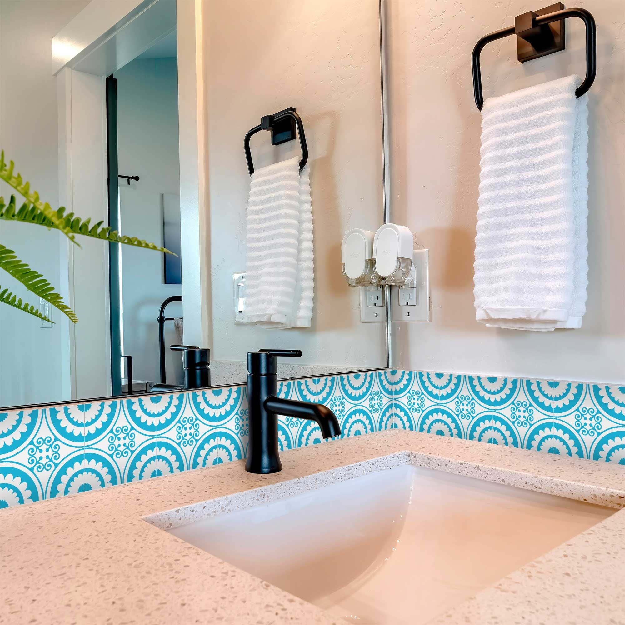 4" X 4" Aqua Gerber Removable Peel And Stick Tiles - Homeroots