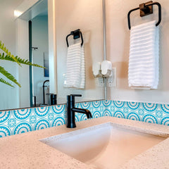 4" X 4" Aqua Gerber Removable Peel And Stick Tiles - Homeroots