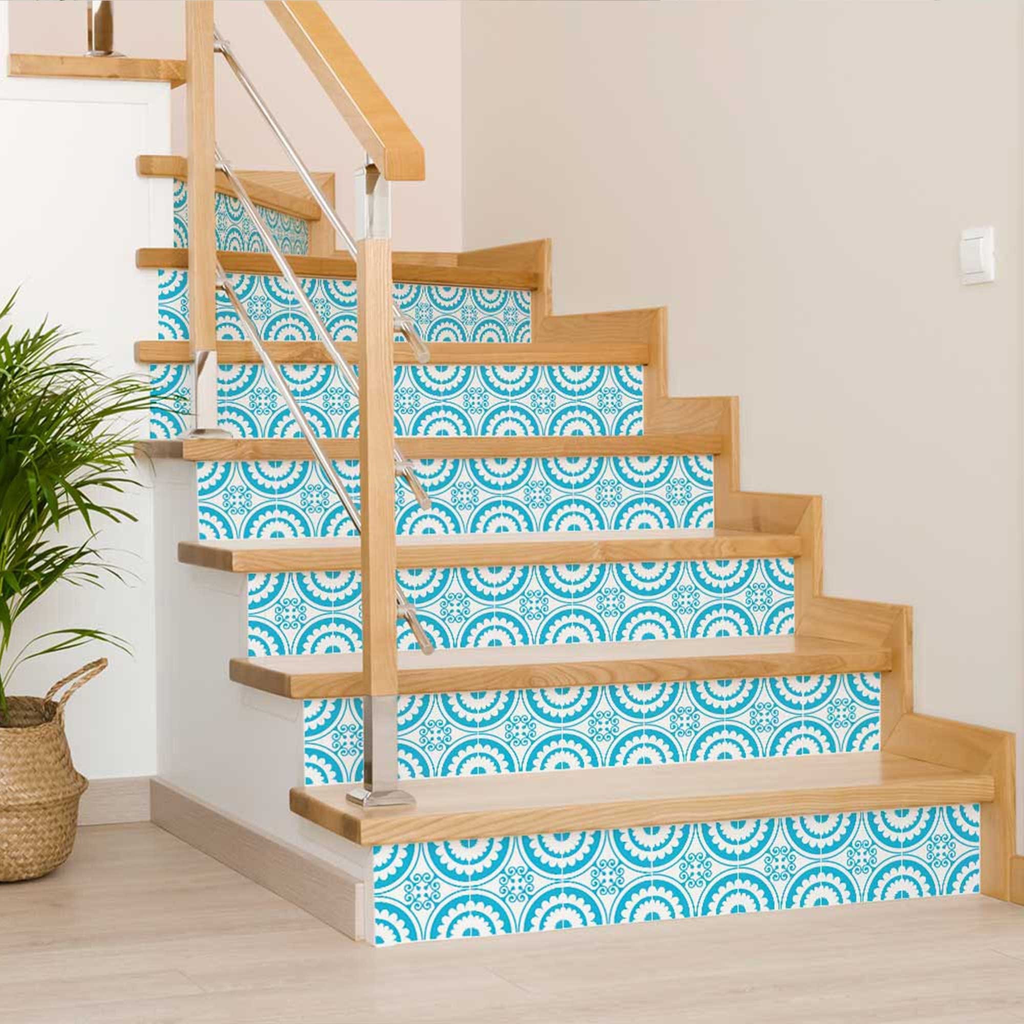 4" X 4" Aqua Gerber Removable Peel And Stick Tiles - Homeroots