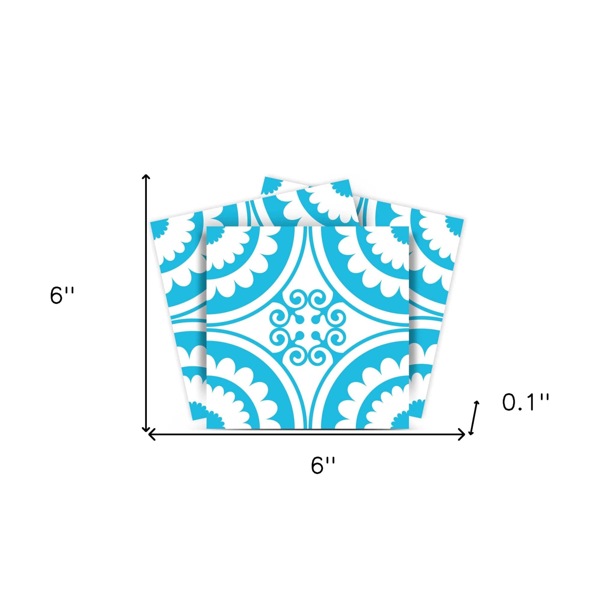 6" X 6" Aqua Gerber Removable Peel and Stick Tiles - Homeroots