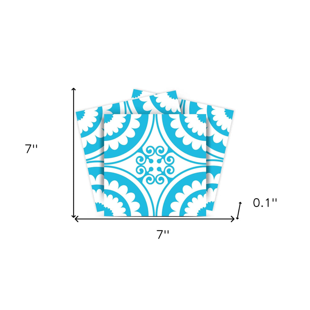 7" X 7" Aqua Gerber Removable Peel and Stick Tiles - Homeroots - Flyclothing LLC