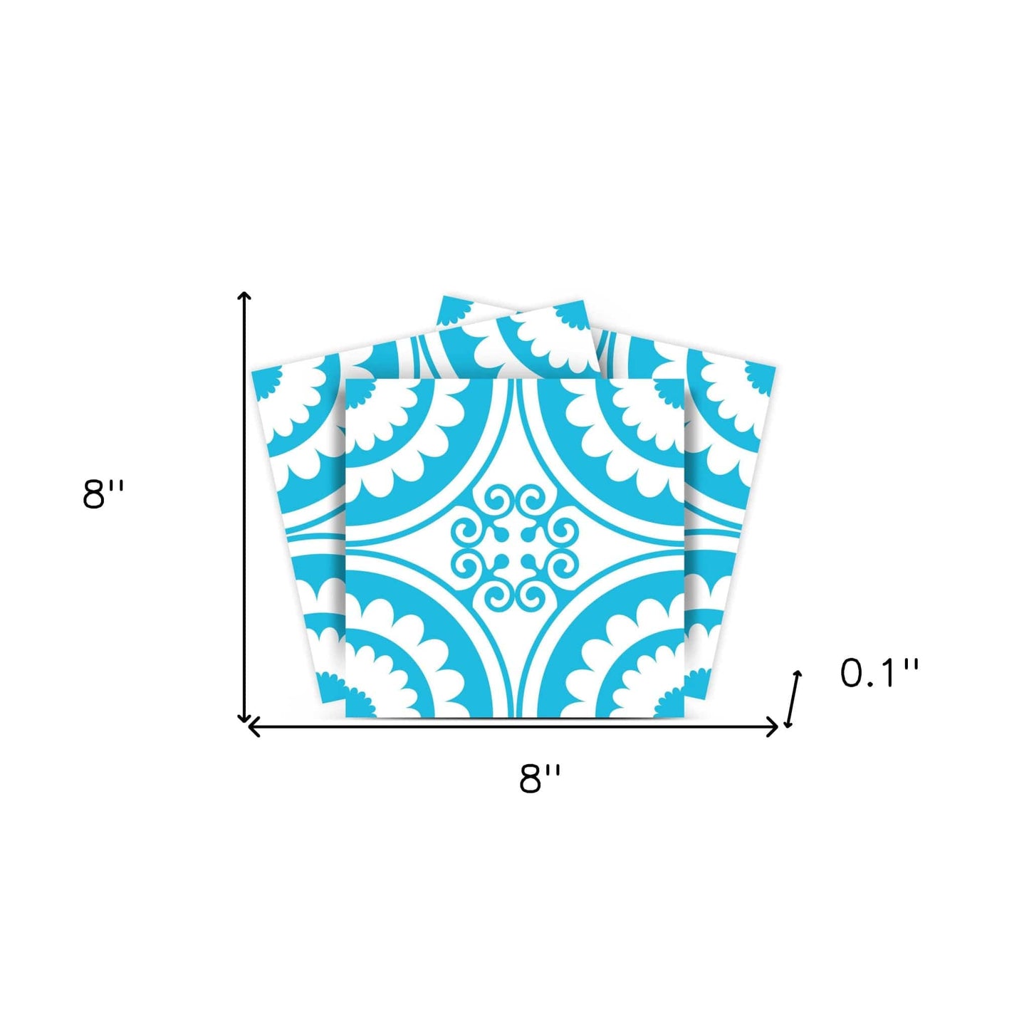 8" X 8" Aqua Gerber Removable Peel and Stick Tiles - Homeroots - Flyclothing LLC