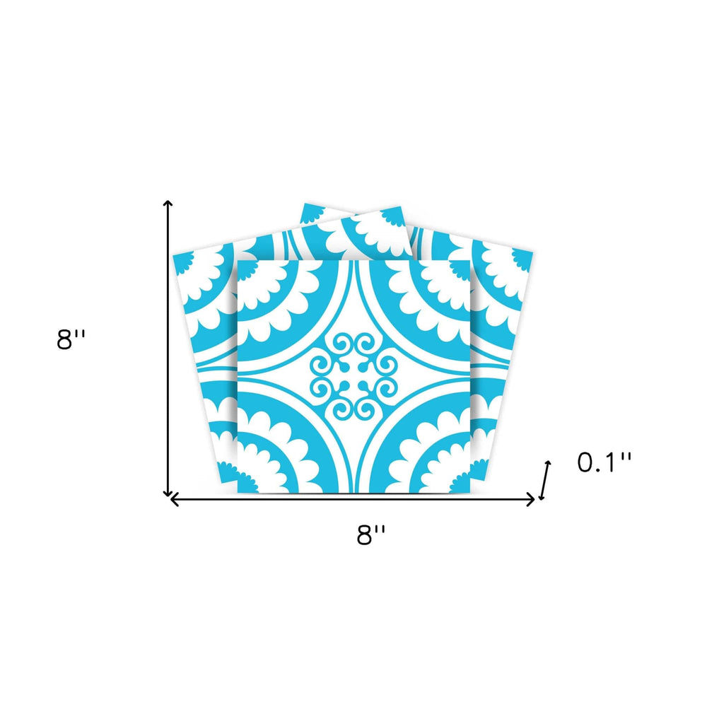 8" X 8" Aqua Gerber Removable Peel and Stick Tiles - Homeroots - Flyclothing LLC