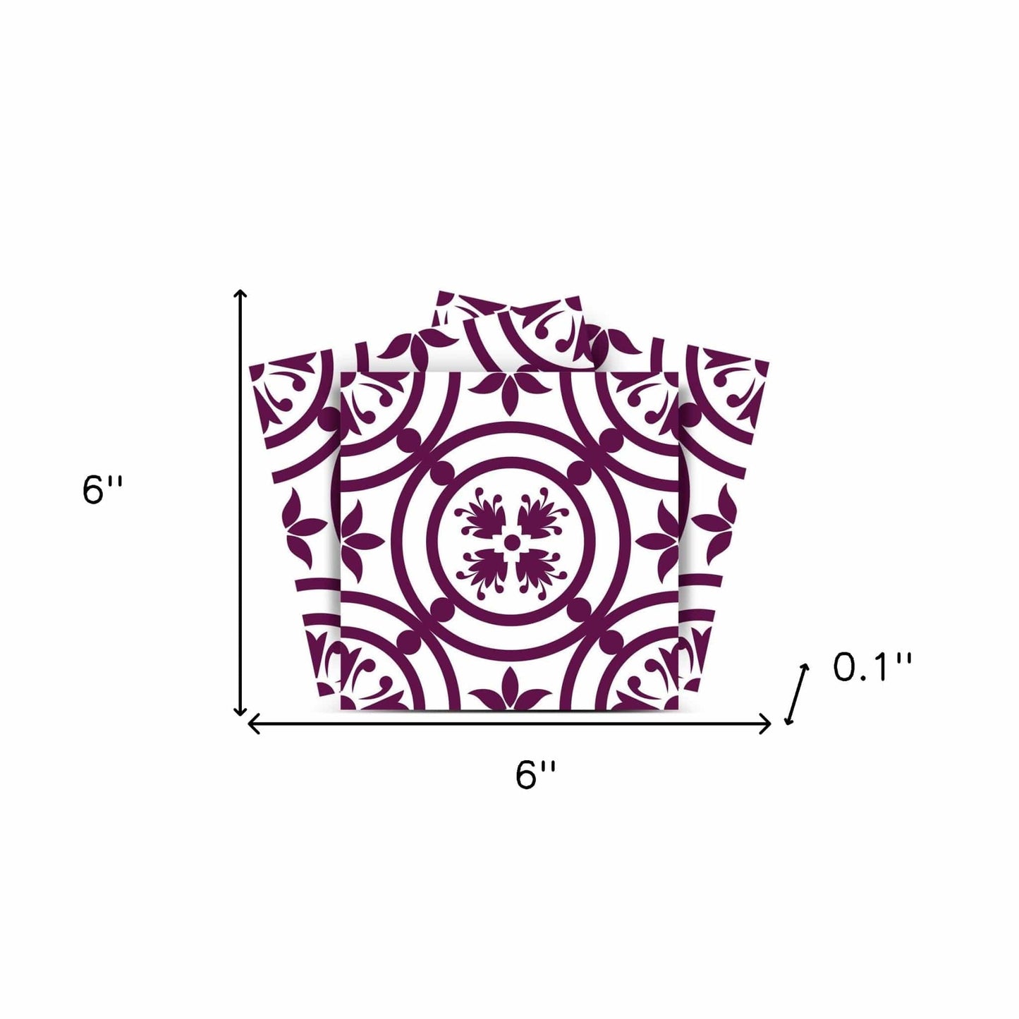 6" X 6" Merlot Lisa Removable Peel and Stick Tiles - Homeroots - Flyclothing LLC