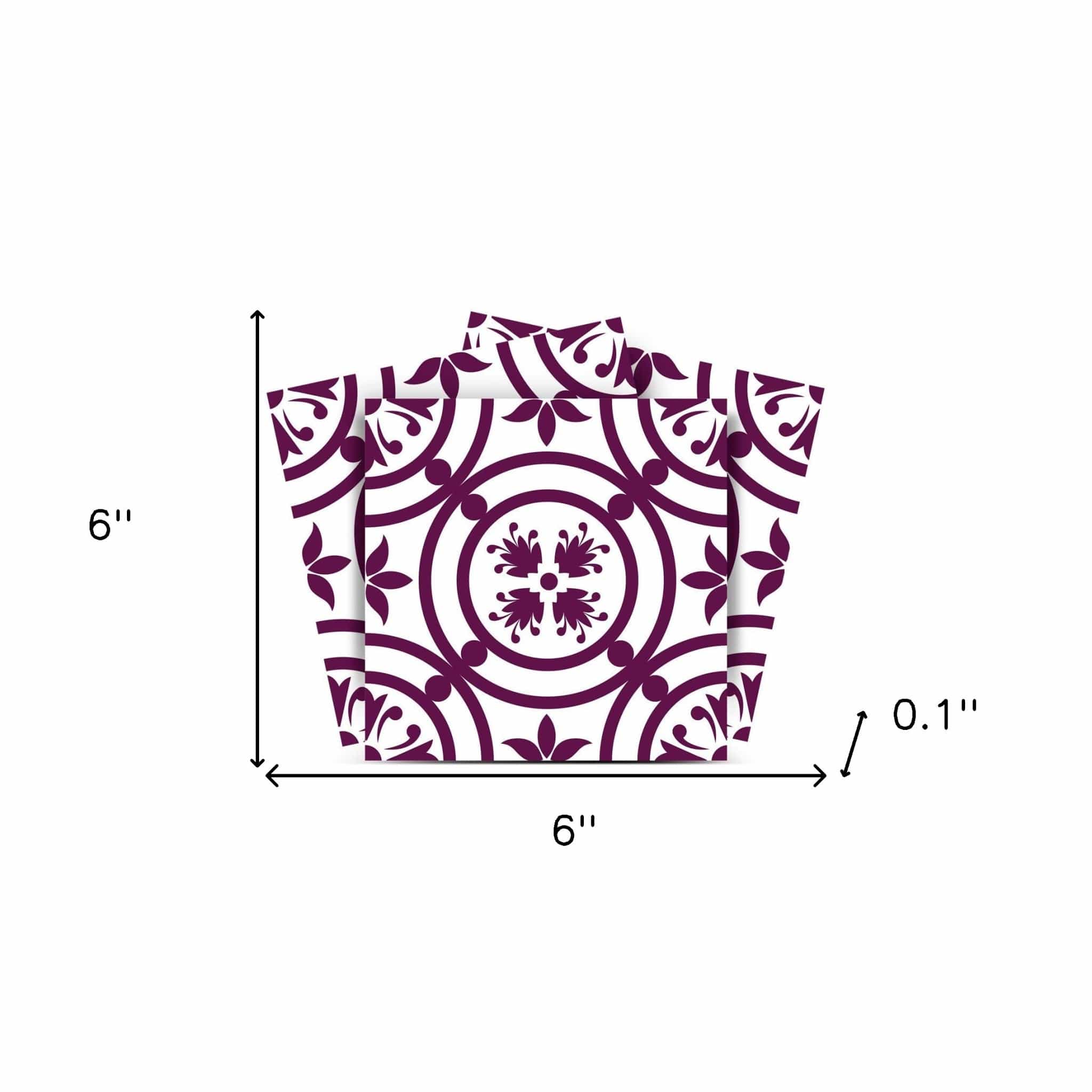 6" X 6" Merlot Lisa Removable Peel and Stick Tiles - Homeroots - Flyclothing LLC