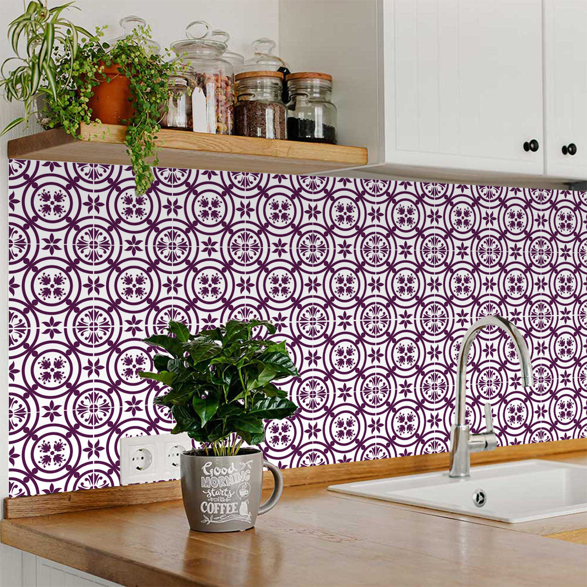 7" X 7" Merlot Lisa Removable Peel and Stick Tiles - Homeroots - Flyclothing LLC