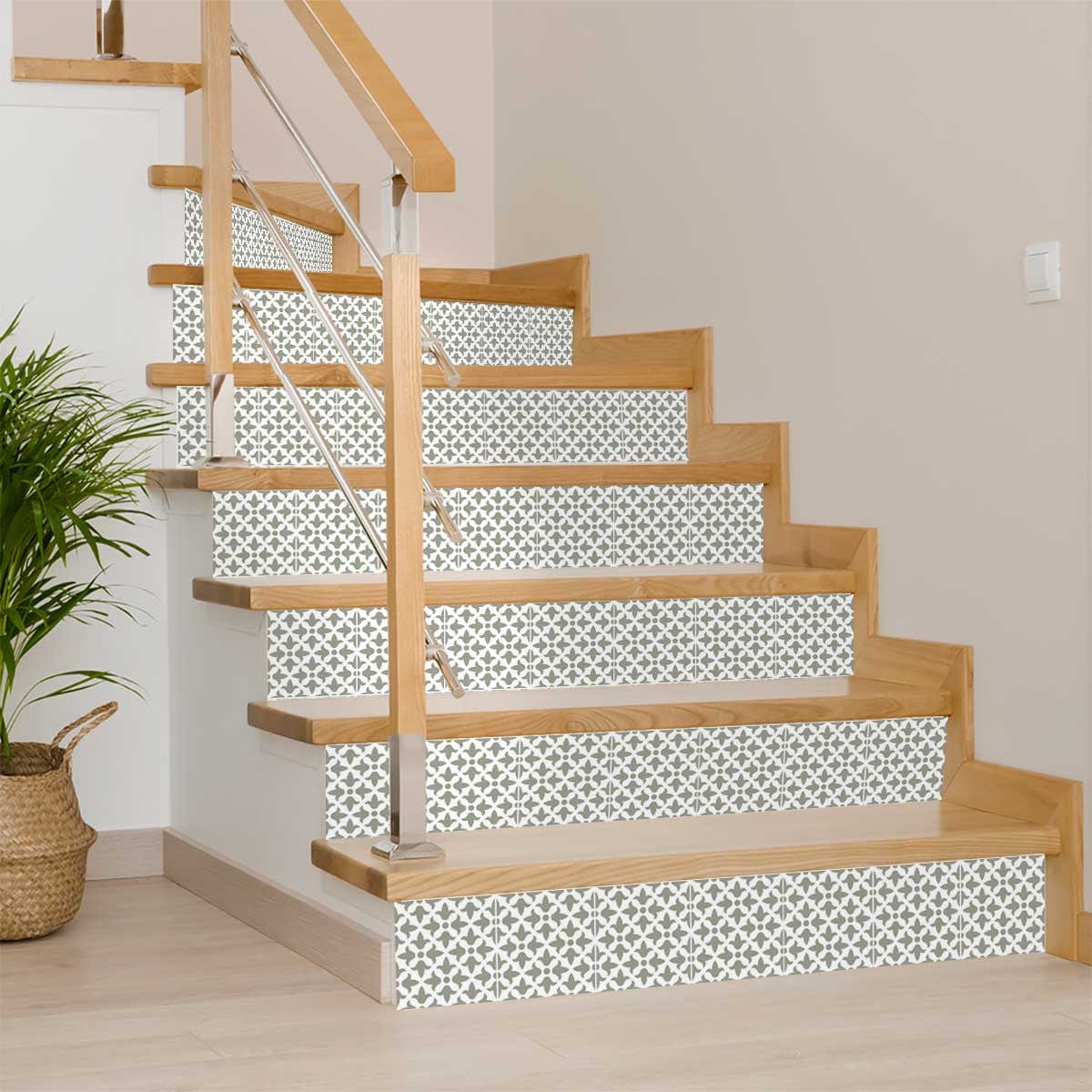 5" X 5" Sage Gray Fleur Removable Peel and Stick Tiles - Homeroots - Flyclothing LLC