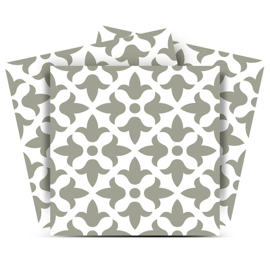 6" X 6" Sage Gray Fleur Removable Peel and Stick Tiles - Homeroots