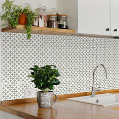 6" X 6" Sage Gray Fleur Removable Peel and Stick Tiles - Homeroots