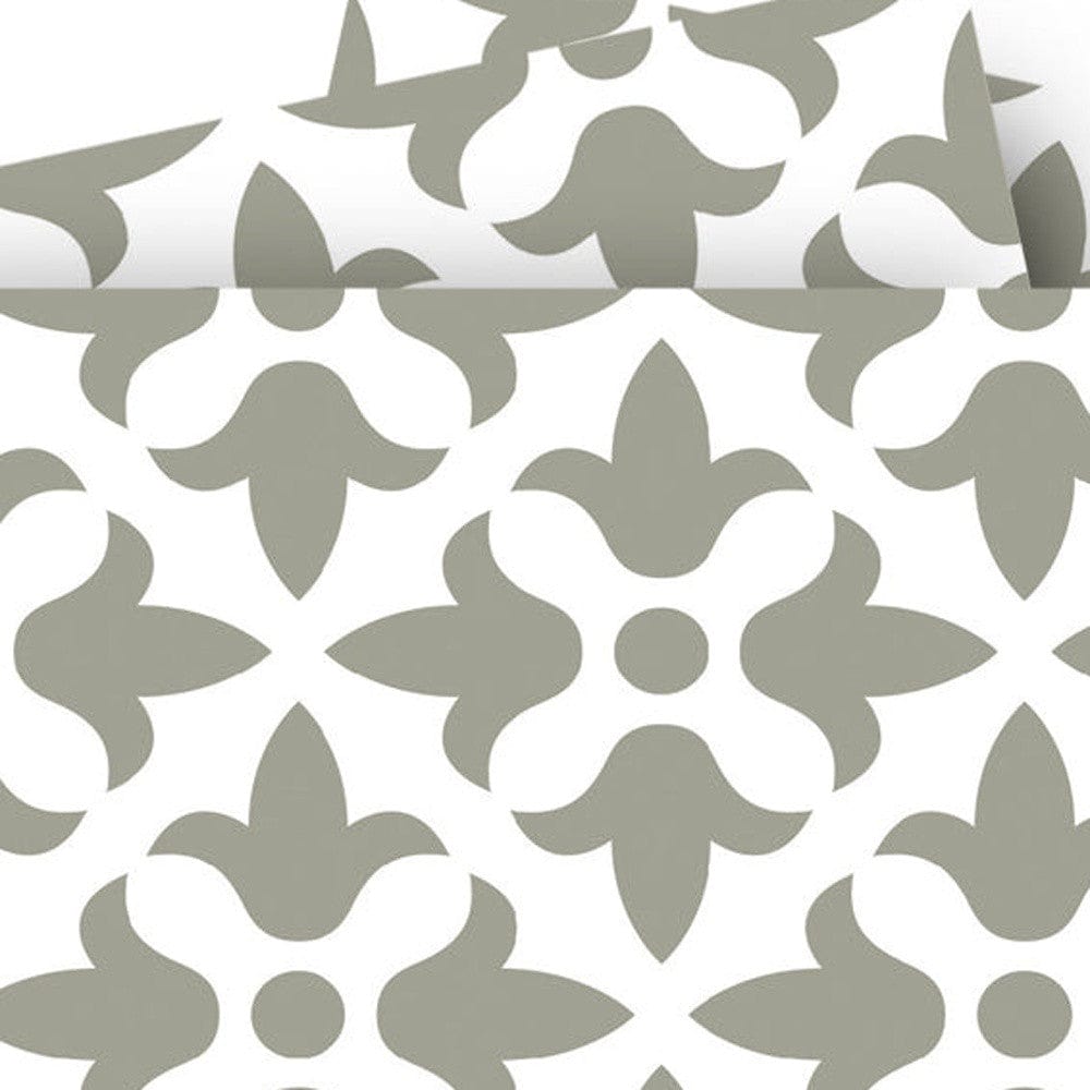 6" X 6" Sage Gray Fleur Removable Peel and Stick Tiles - Homeroots