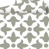 6" X 6" Sage Gray Fleur Removable Peel and Stick Tiles - Homeroots