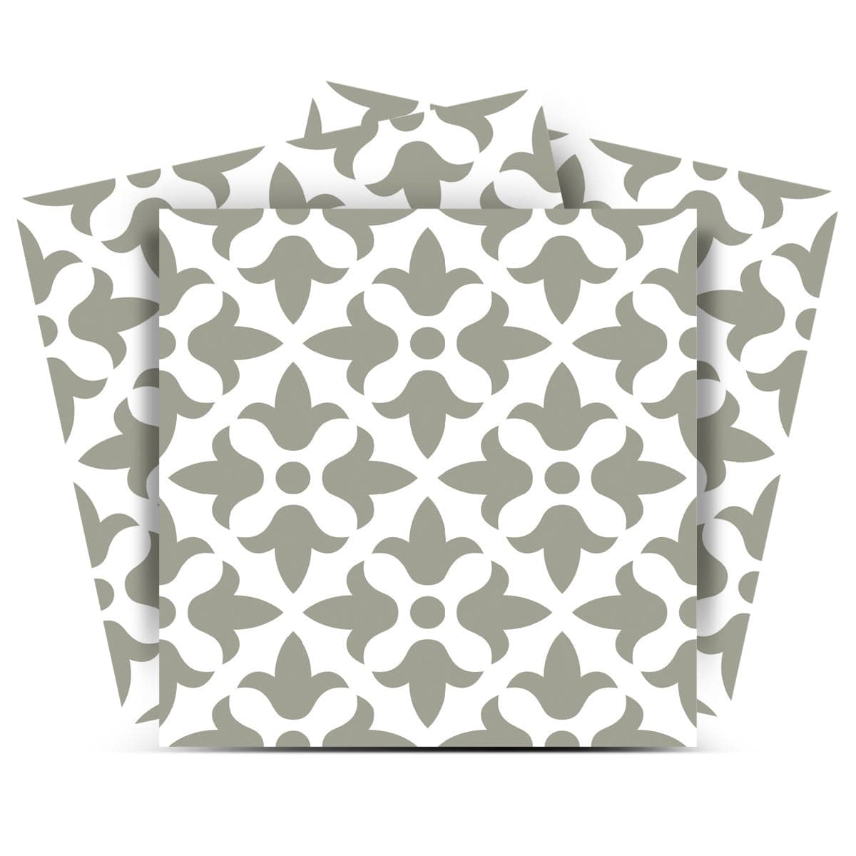7" X 7" Sage Gray Fleur Removable Peel and Stick Tiles - Homeroots