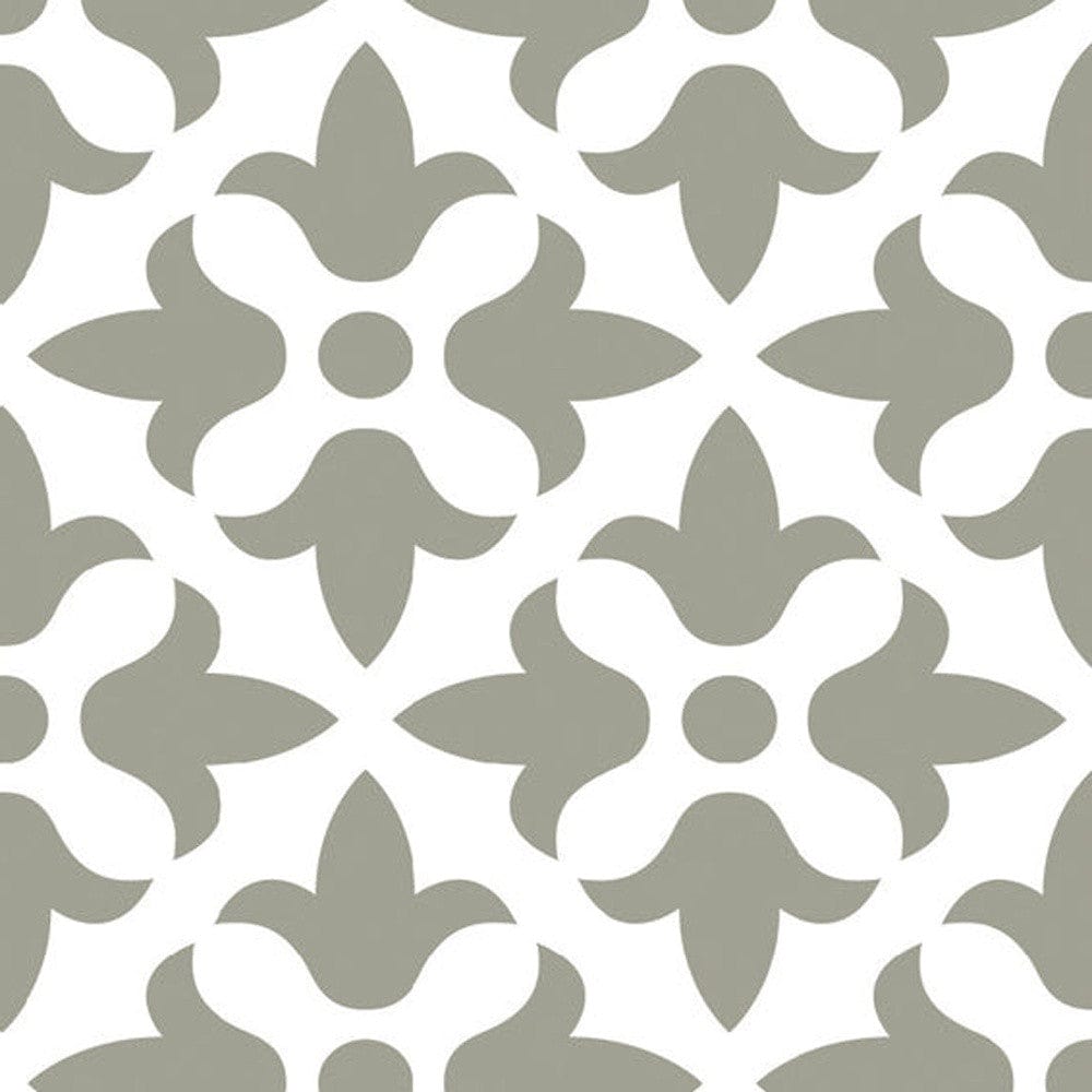 7" X 7" Sage Gray Fleur Removable Peel and Stick Tiles - Homeroots