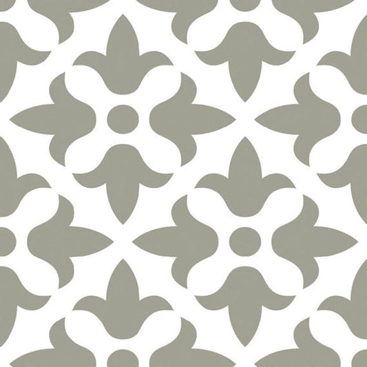 7" X 7" Sage Gray Fleur Removable Peel and Stick Tiles - Homeroots