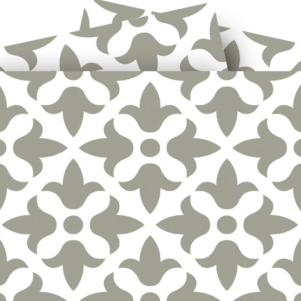 7" X 7" Sage Gray Fleur Removable Peel and Stick Tiles - Homeroots - Flyclothing LLC