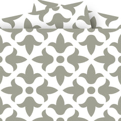 7" X 7" Sage Gray Fleur Removable Peel and Stick Tiles - Homeroots