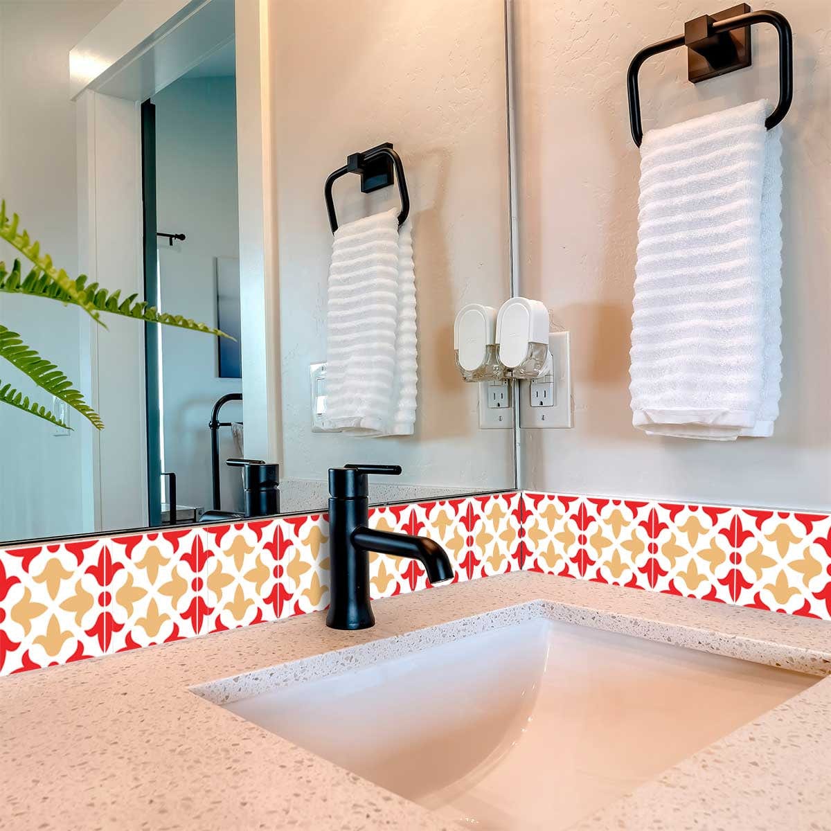 4" X 4" Roja Hola Removable Peel And Stick Tiles - Homeroots - Flyclothing LLC