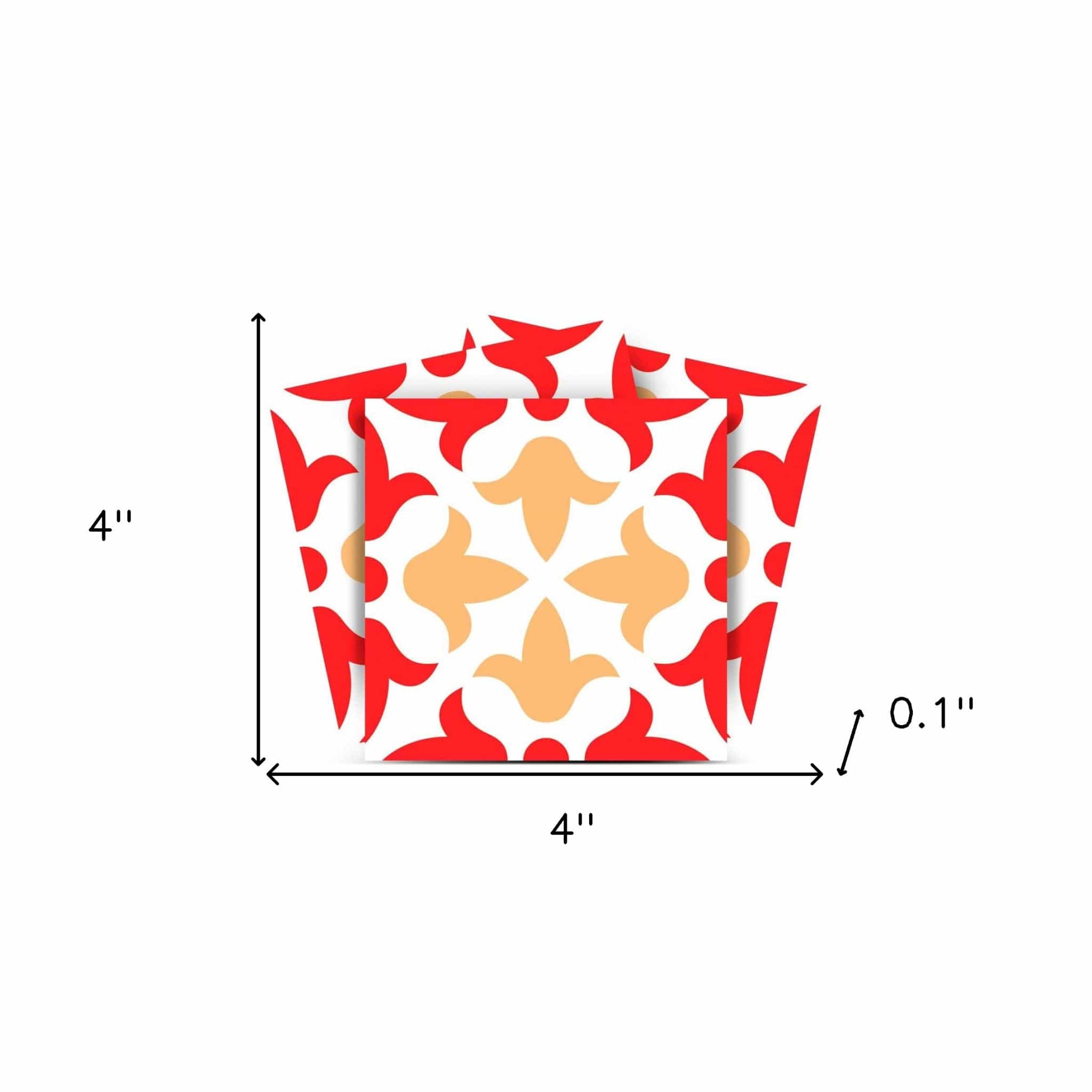 4" X 4" Roja Hola Removable Peel And Stick Tiles - Homeroots - Flyclothing LLC