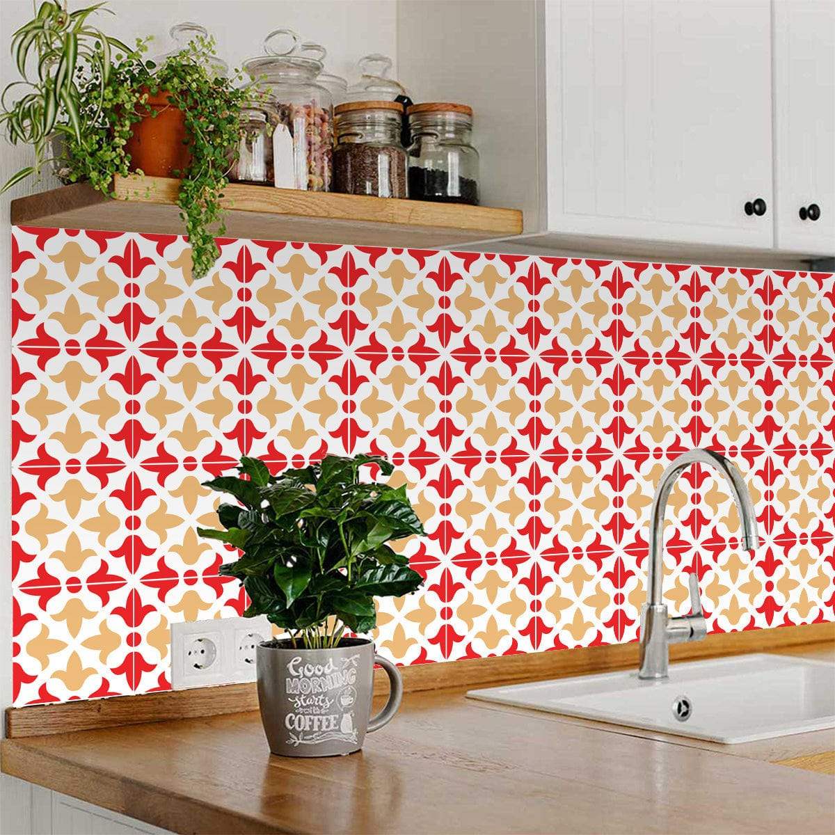 6" X 6" Roja Hola Removable Peel and Stick Tiles - Homeroots - Flyclothing LLC