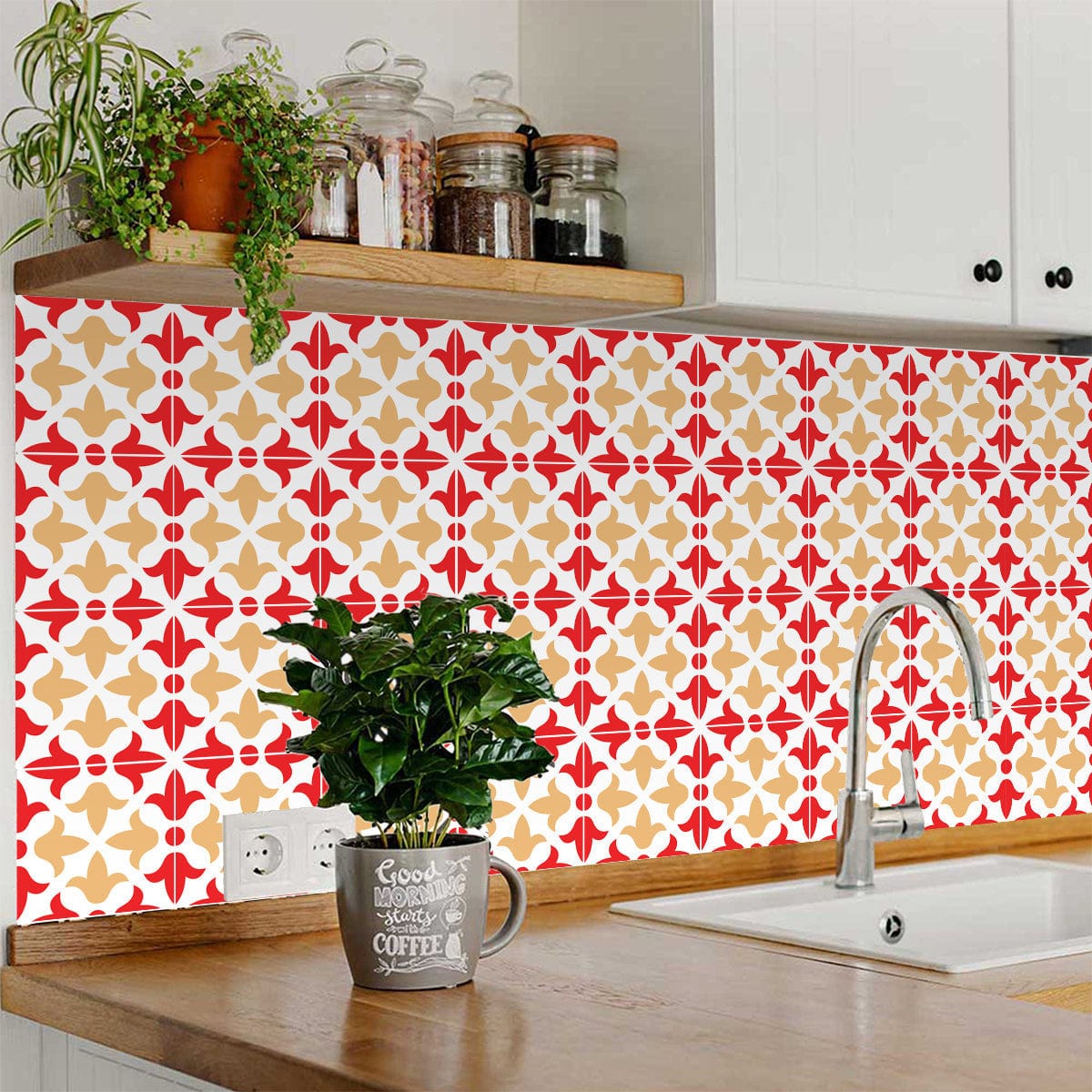 7" X 7" Roja Hola  Removable Peel and Stick Tiles - Homeroots