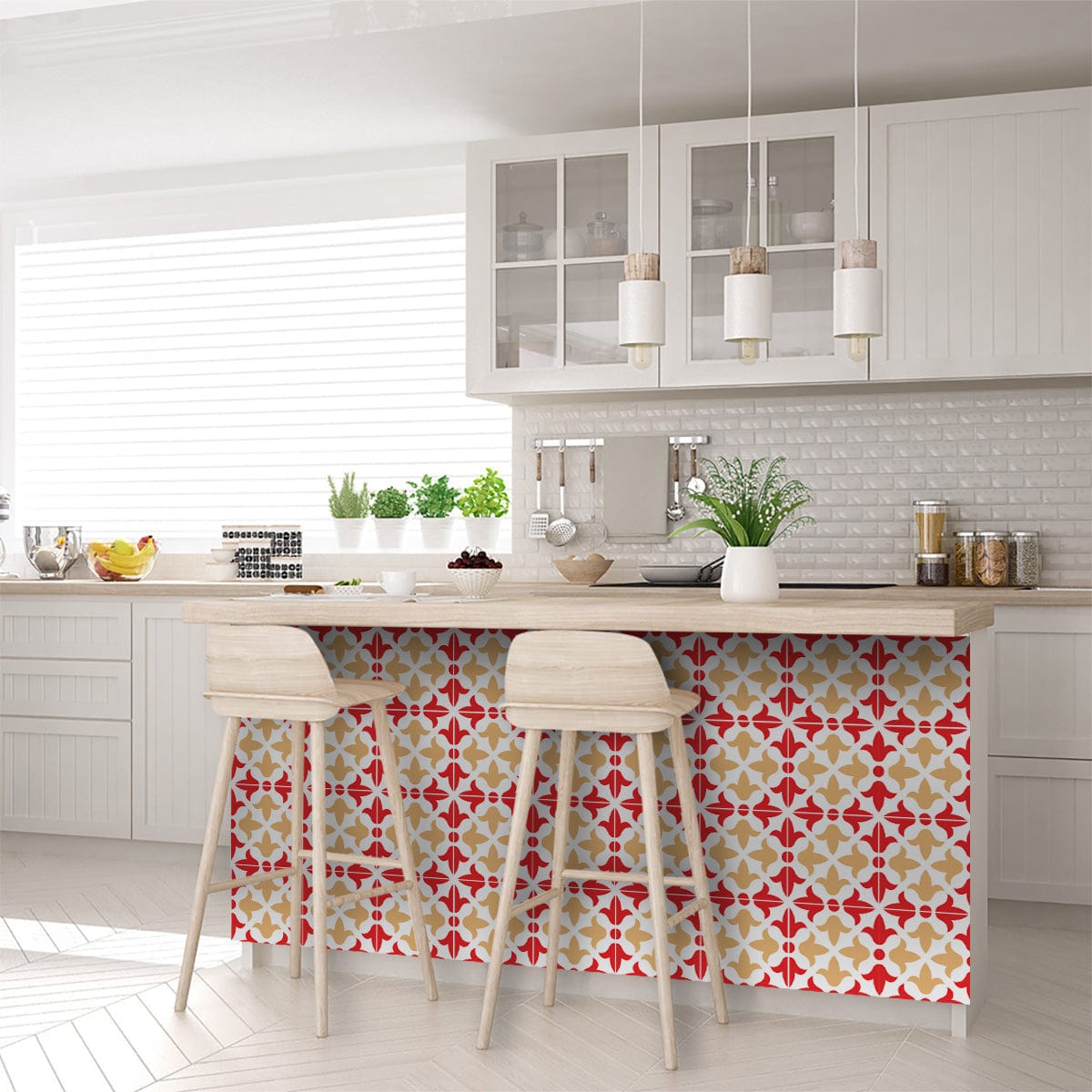 7" X 7" Roja Hola  Removable Peel and Stick Tiles - Homeroots