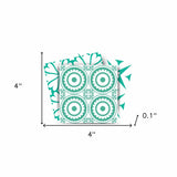 4" x 4" Light Green And White Geo Peel and Stick Removable Tiles - Homeroots - Flyclothing LLC