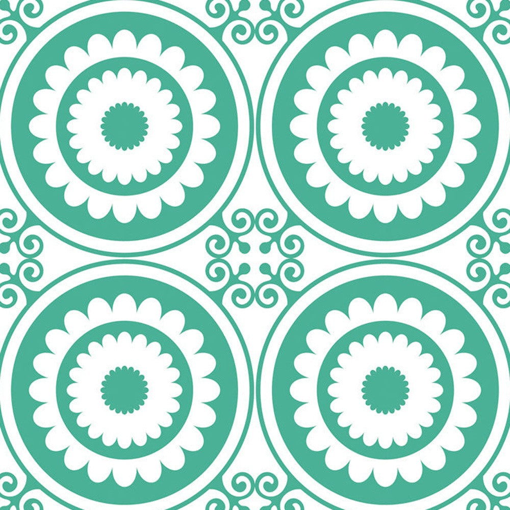 4" x 4" Light Green And White Geo Peel and Stick Removable Tiles