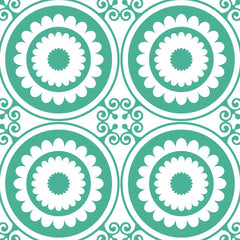 4" x 4" Light Green And White Geo Peel and Stick Removable Tiles