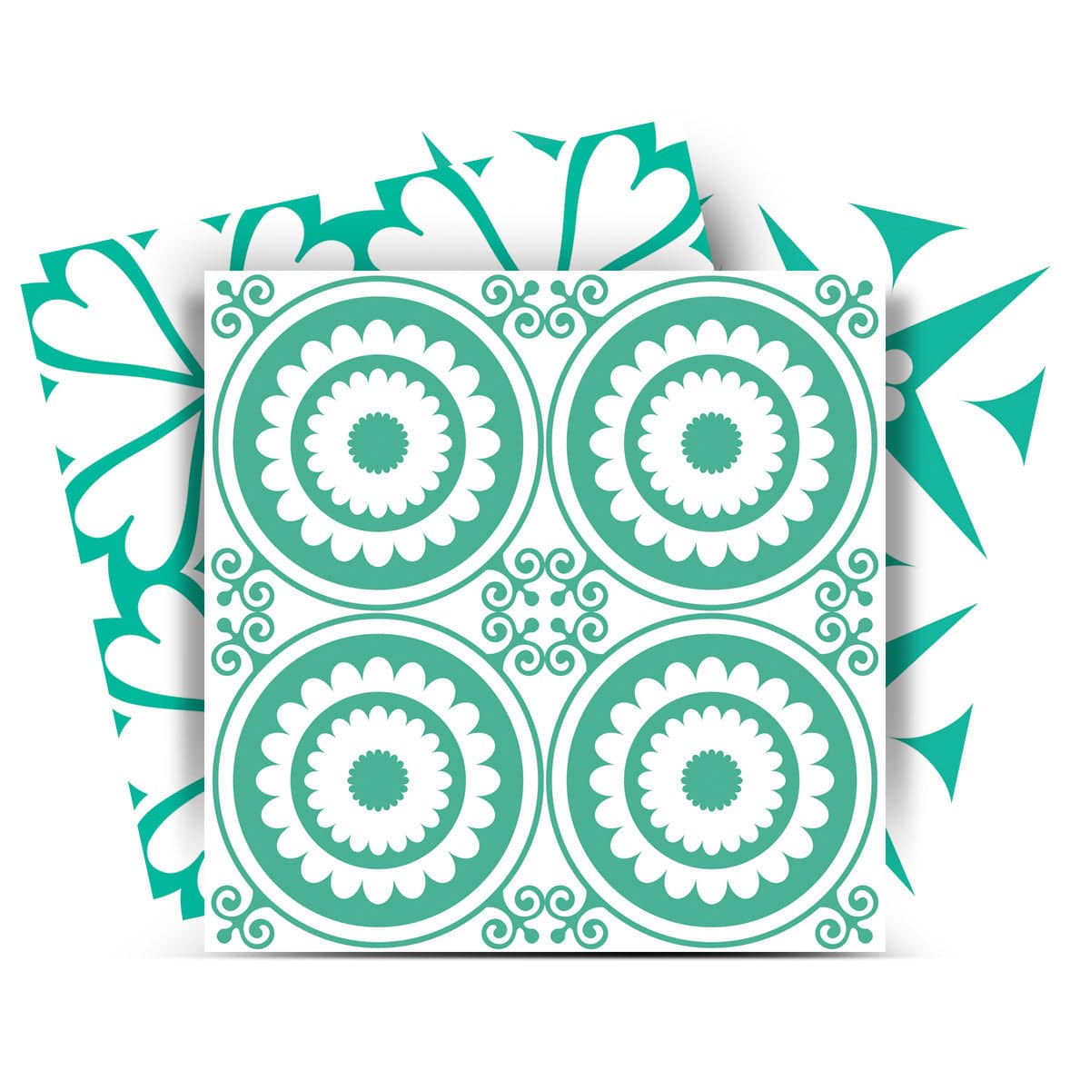 5" x 5" Light Green And White Geo Peel and Stick Removable Tiles - Homeroots - Flyclothing LLC