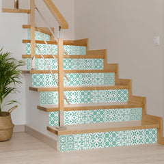 6" x 6" Light Green And White Geo Peel and Stick Removable Tiles - Homeroots