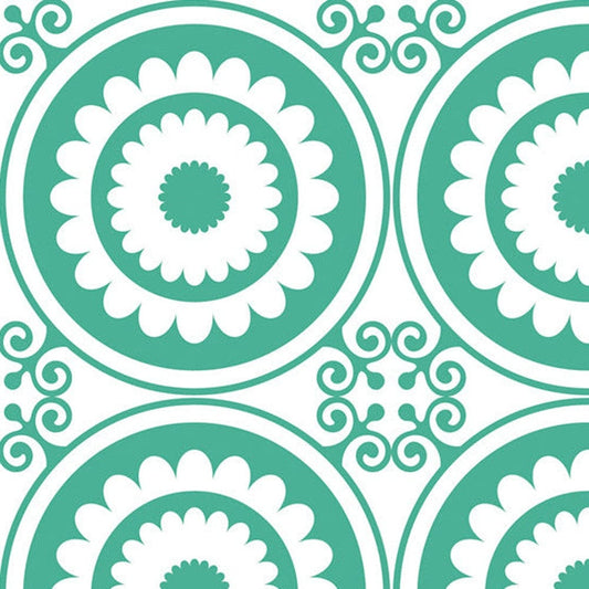 6" x 6" Light Green And White Geo Peel and Stick Removable Tiles - Homeroots