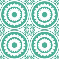 6" x 6" Light Green And White Geo Peel and Stick Removable Tiles - Homeroots