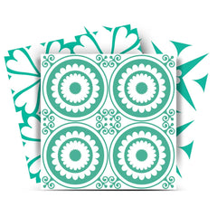 7" x 7" Light Green And White Geo Peel and Stick Removable Tiles - Homeroots