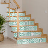 8" x 8" Light Green And White Geo Peel and Stick Removable Tiles - Homeroots - Flyclothing LLC