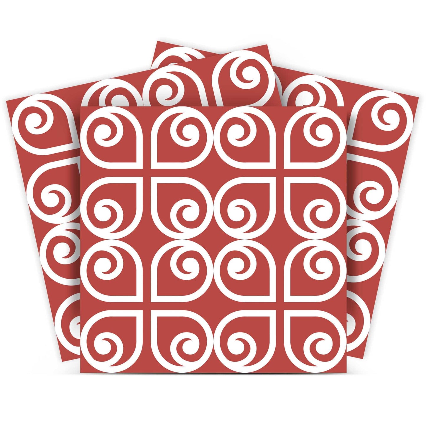 6" x 6" Brick Red And White Scroll Peel and Stick Removable Tiles - Homeroots - Flyclothing LLC