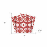 6" x 6" Brick Red And White Scroll Peel and Stick Removable Tiles - Homeroots - Flyclothing LLC